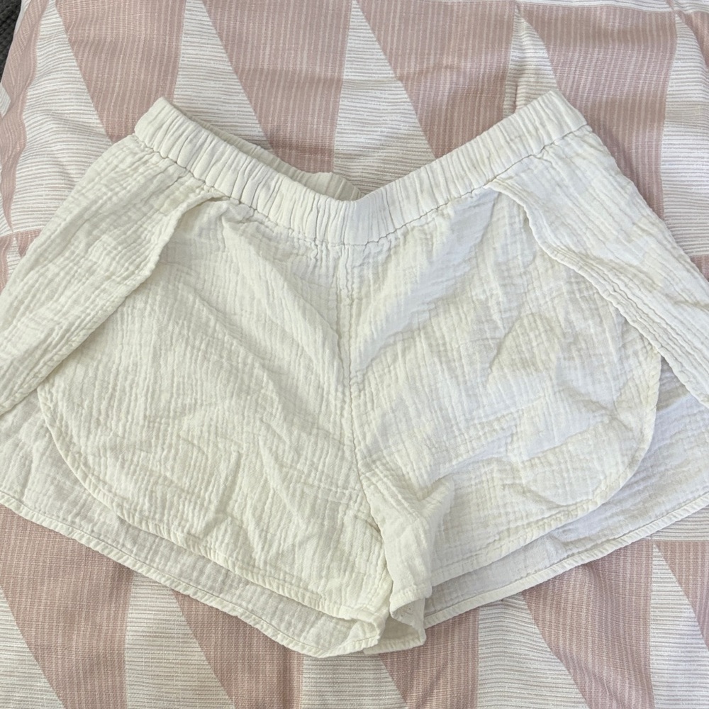 Madewell White Textured Cotton Athletic Shorts